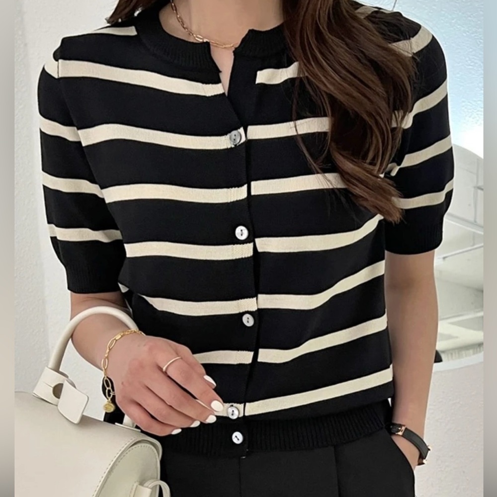 NWT! Striped Button Front Cardigan